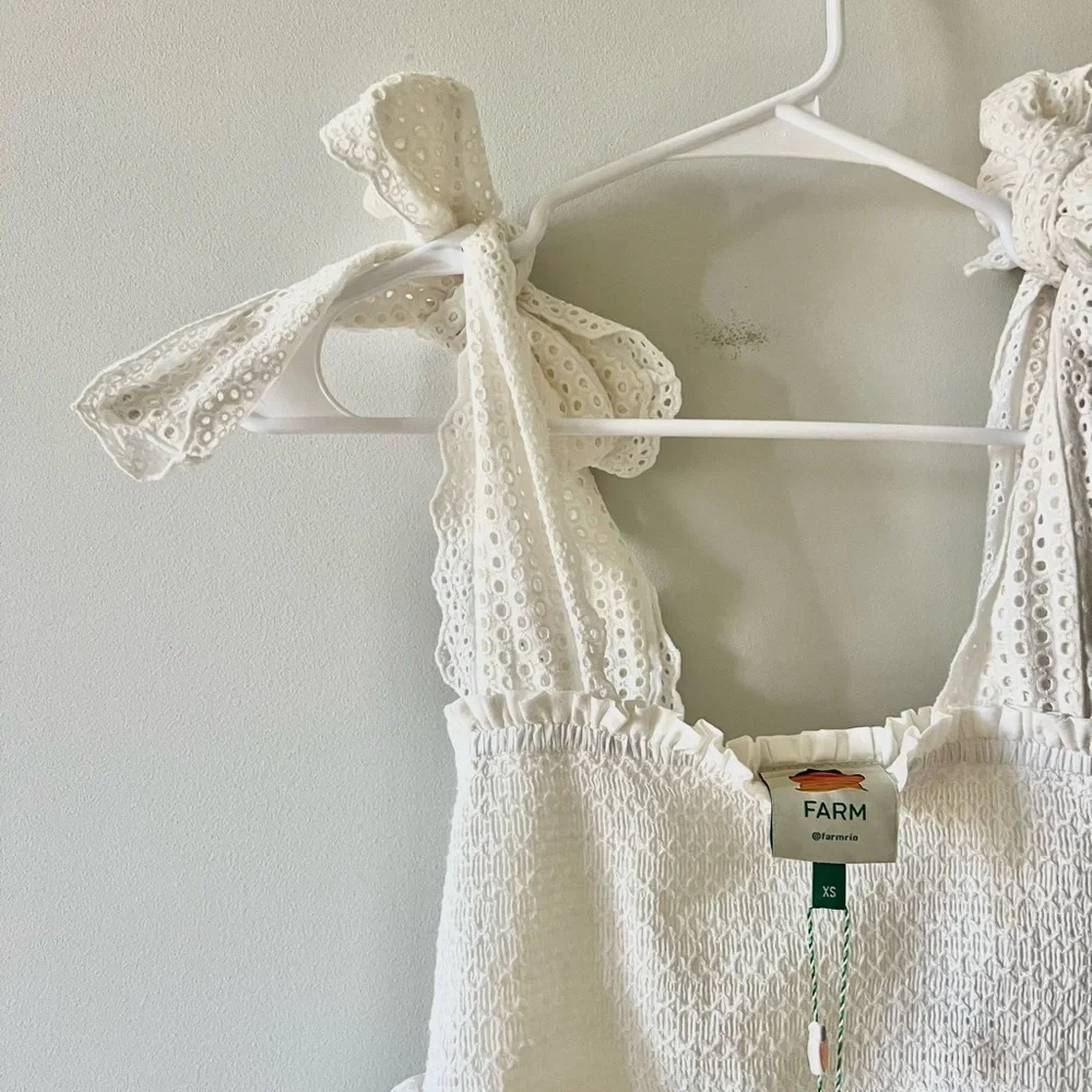 Farm Rio Embroidered Ruffle Tie Midi Dress - Picture 3 of 4